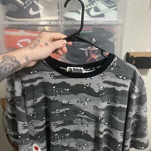 A Bathing Ape Gray Camo Short Sleeve Tee